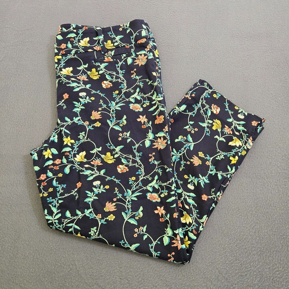 Ann Taylor LOFT 8 Navy Floral Mid Rise Marisa The Riviera Ankle Pant